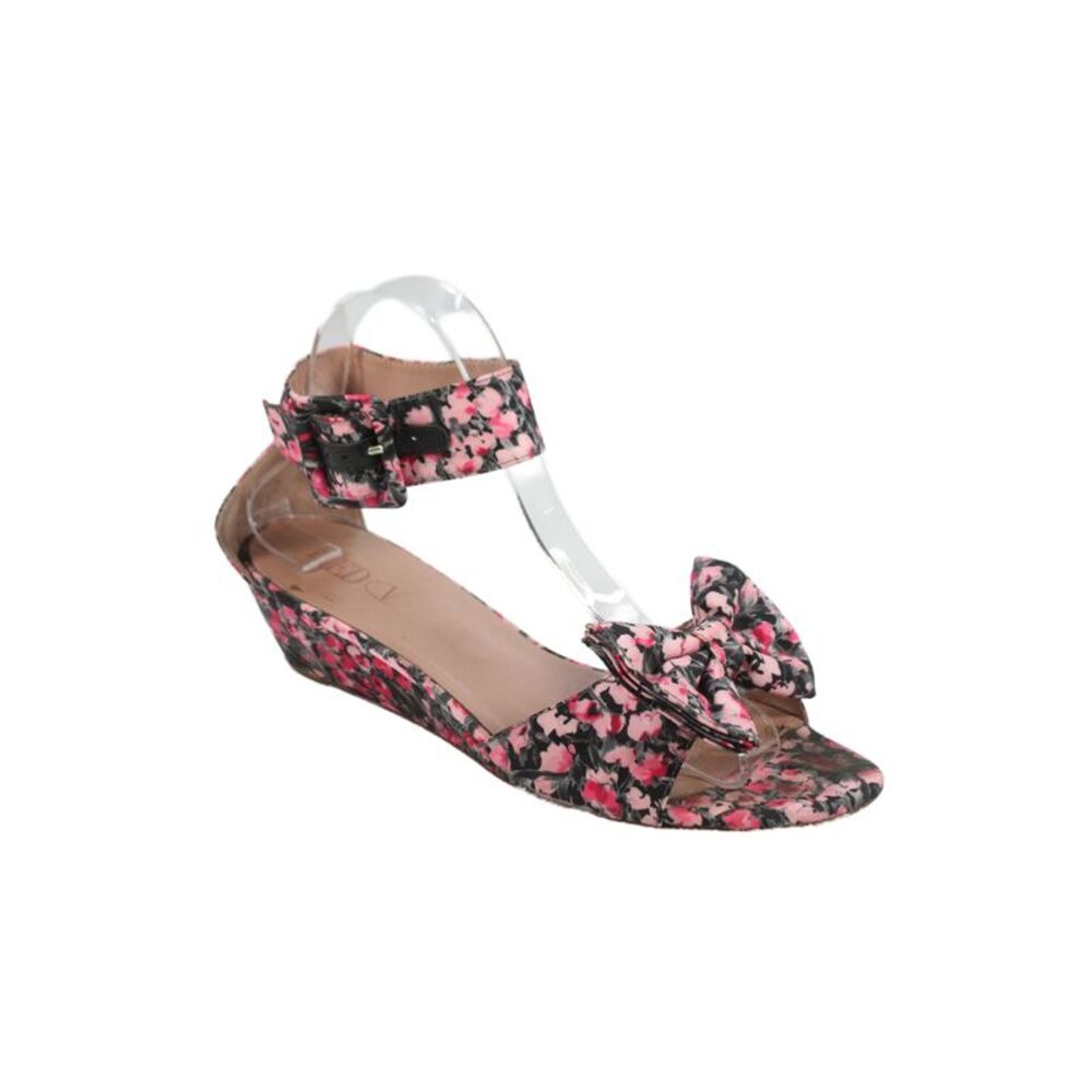 RED Valentino Womens Floral Print Wedge Sandals Black Pink Size 40 10